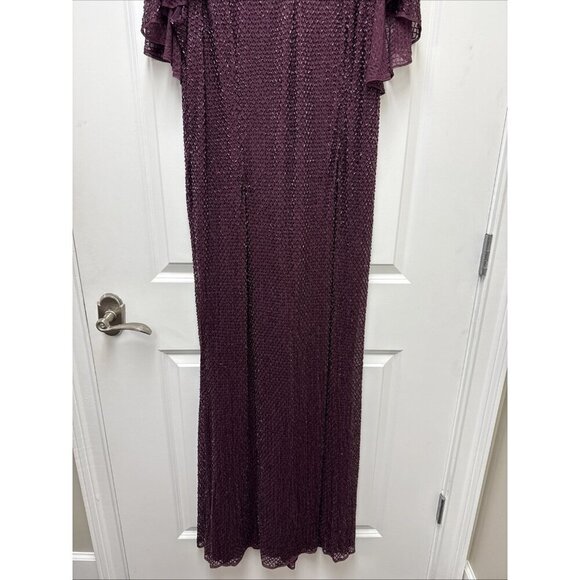Mac Duggal Size 18 Purple 5948 Cape Sleeve Beaded Formal Cocktail Dress $598 New - Picture 6 of 10